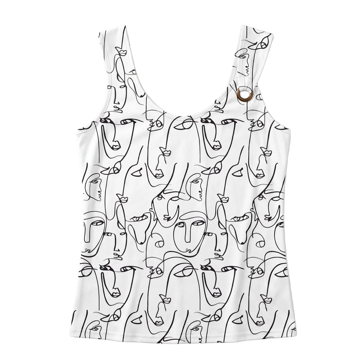 Abstract Face Line Graphic Tank Top