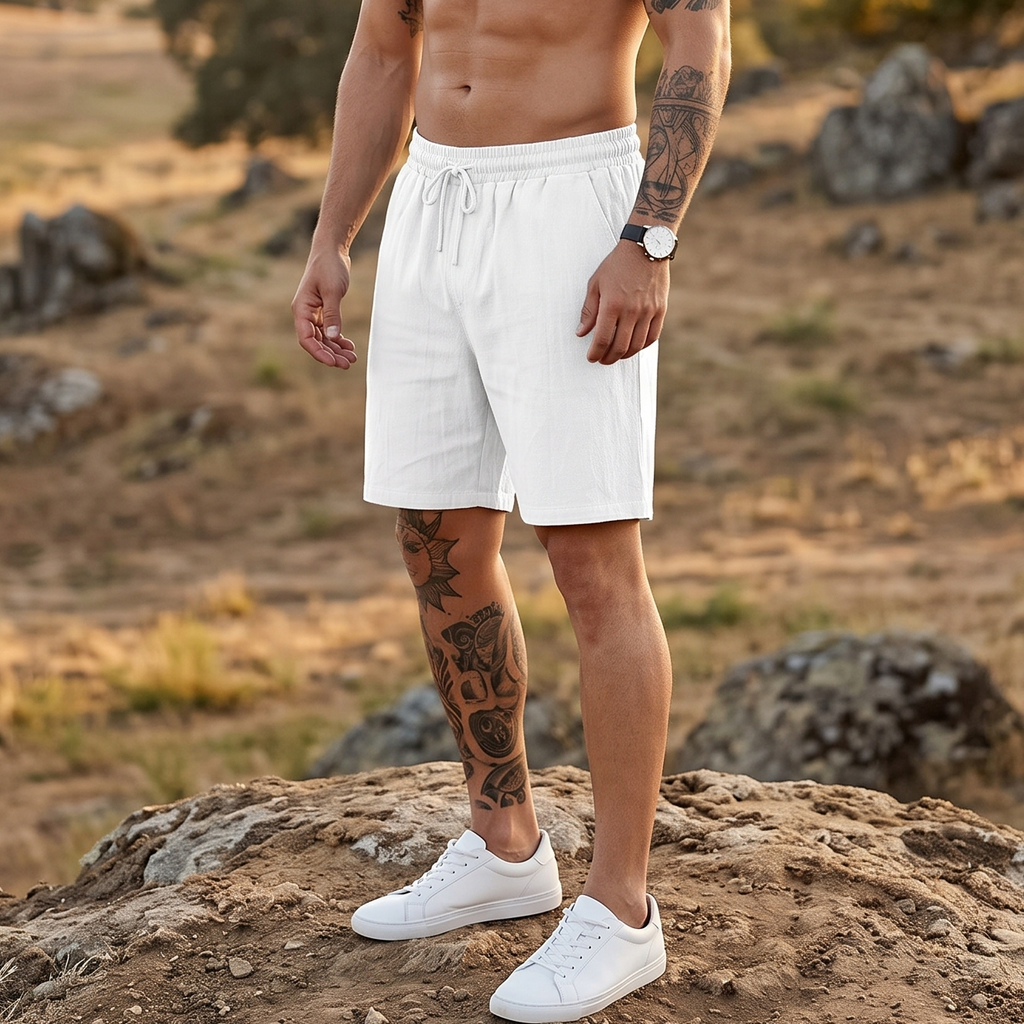 Lightweight Linen Blend Cropped Shorts