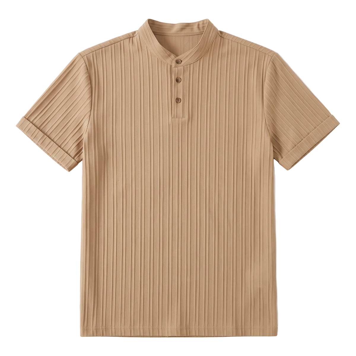 Casual Vertically Textured Henley Shirt