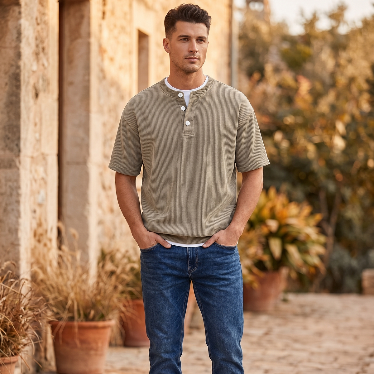 Korean Cord Casual Shirt