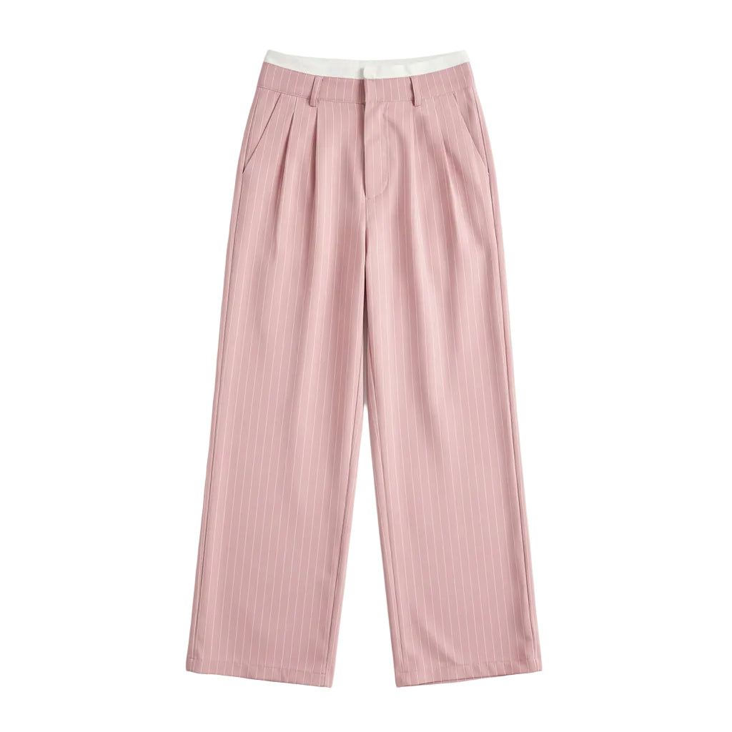 Pastel Pink Pinstripe Tailored Trousers