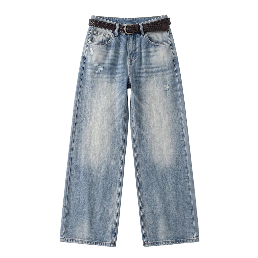 Vintage Washed Wide-Leg Denim Jeans