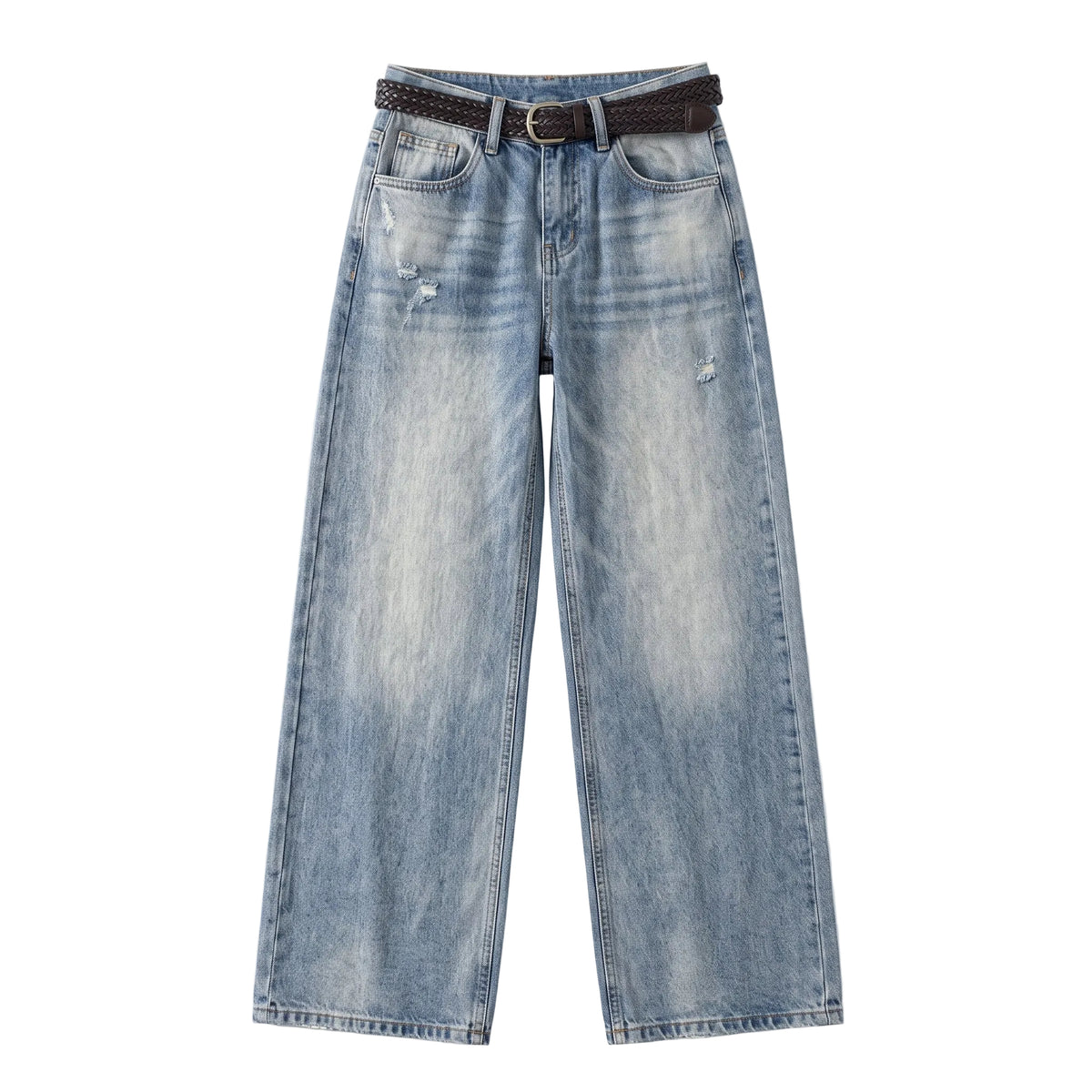 Vintage Washed Wide-Leg Denim Jeans