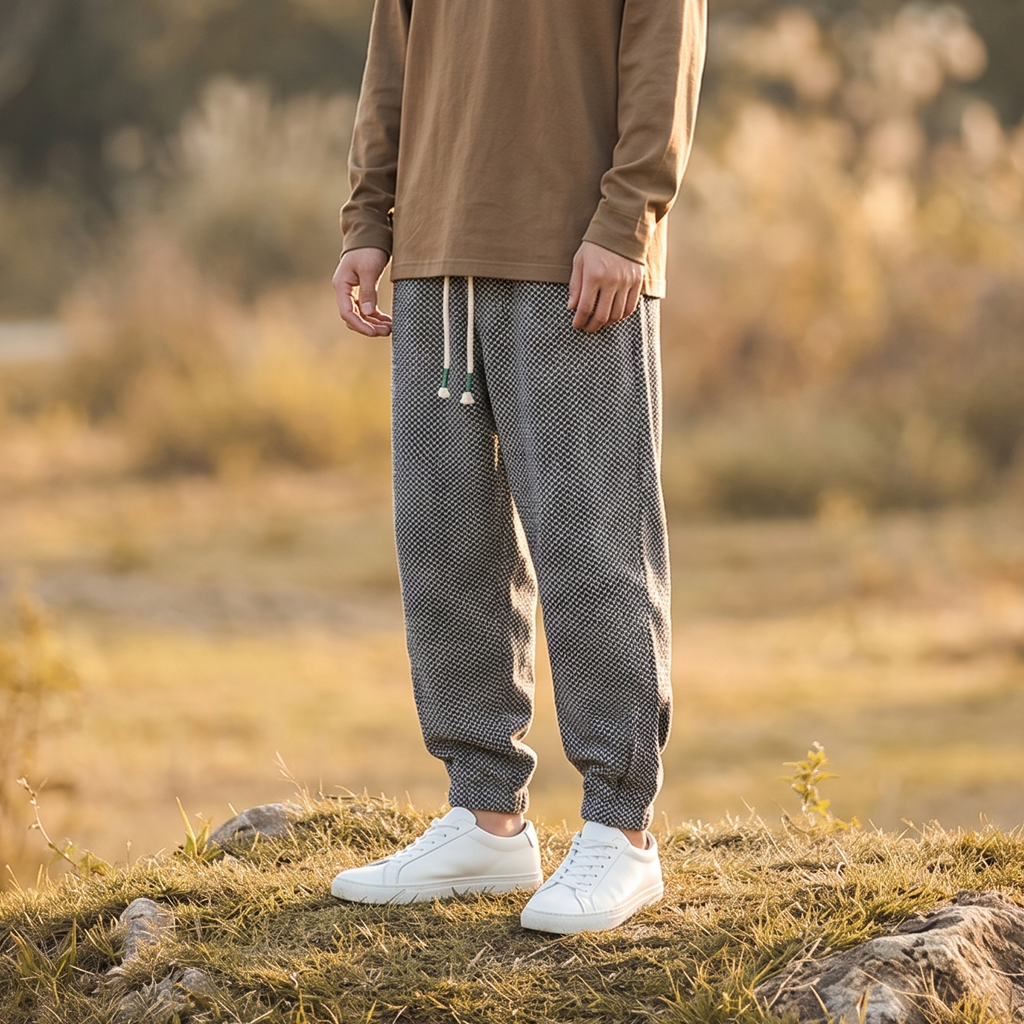 Textured Cotton Relaxed-Fit Jogger