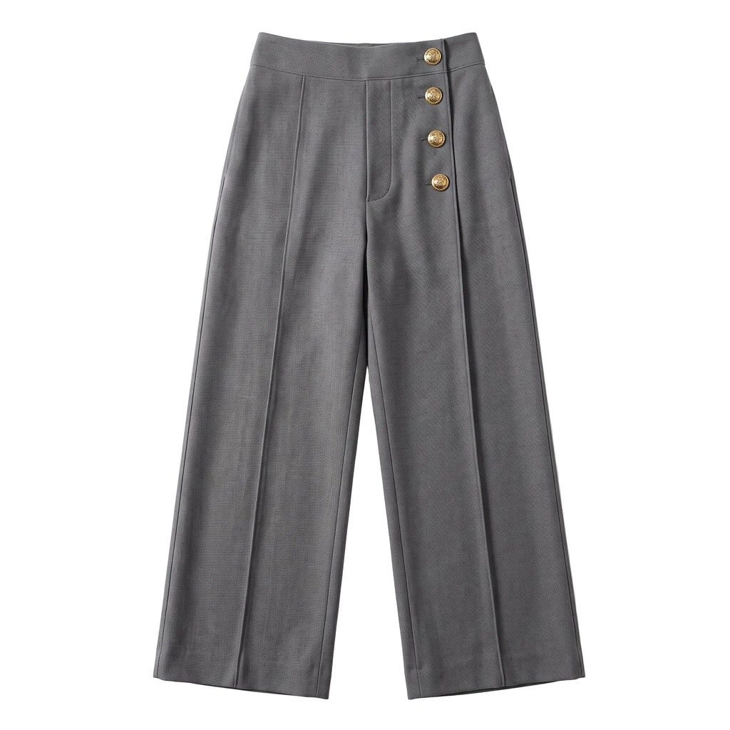 Elegant Asymmetric Button Trousers