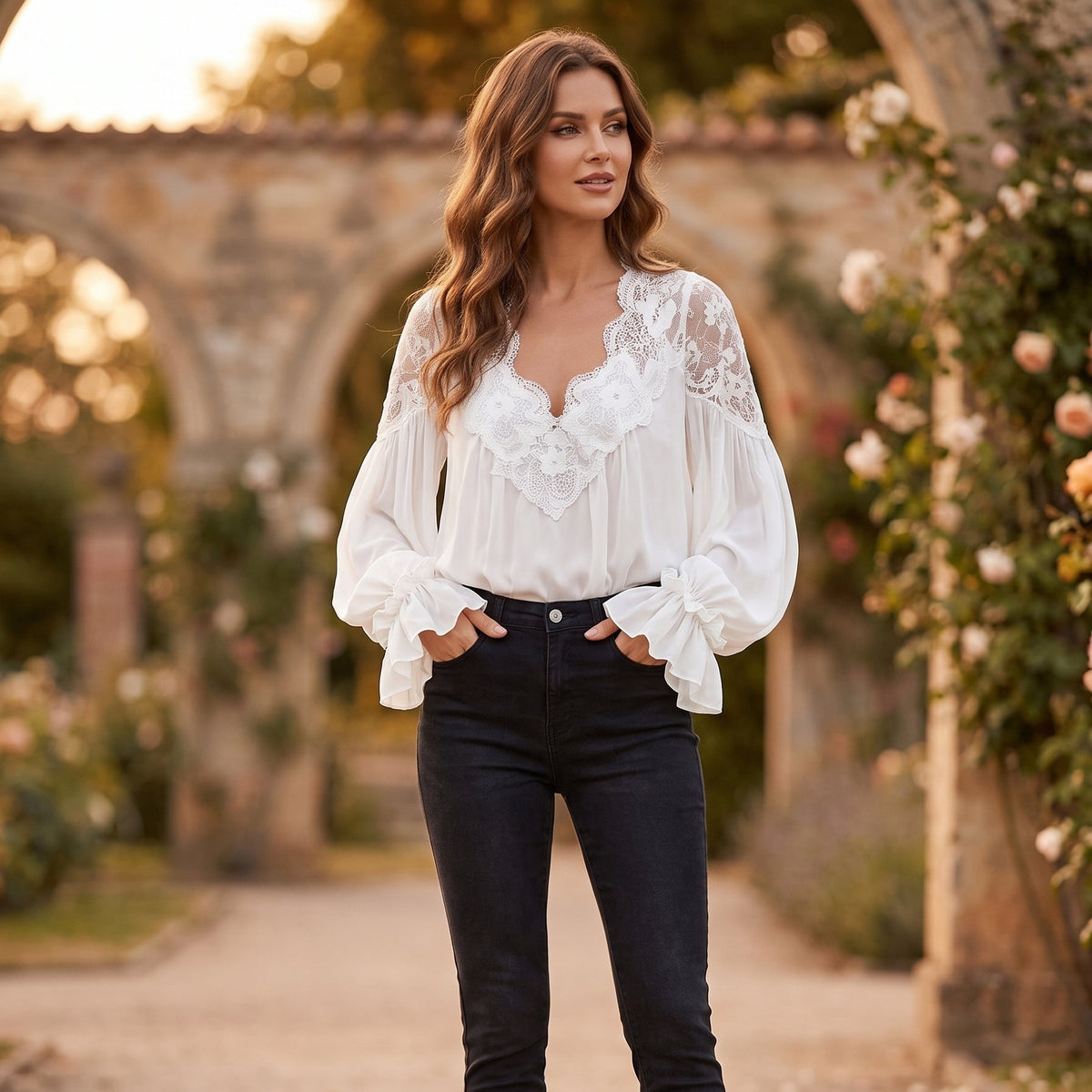 Romantic Puff-Sleeve Blouse