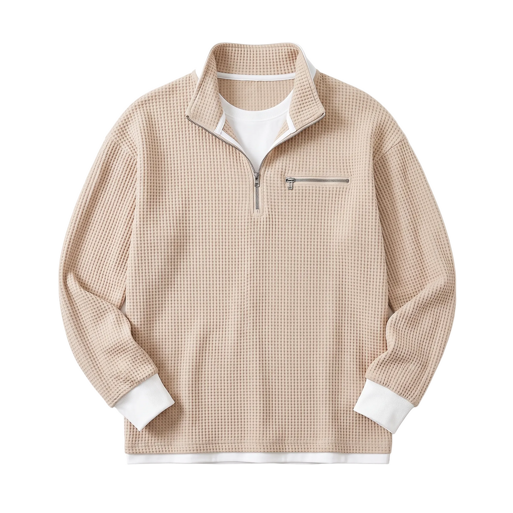 Waffle Zip Sweatshirt