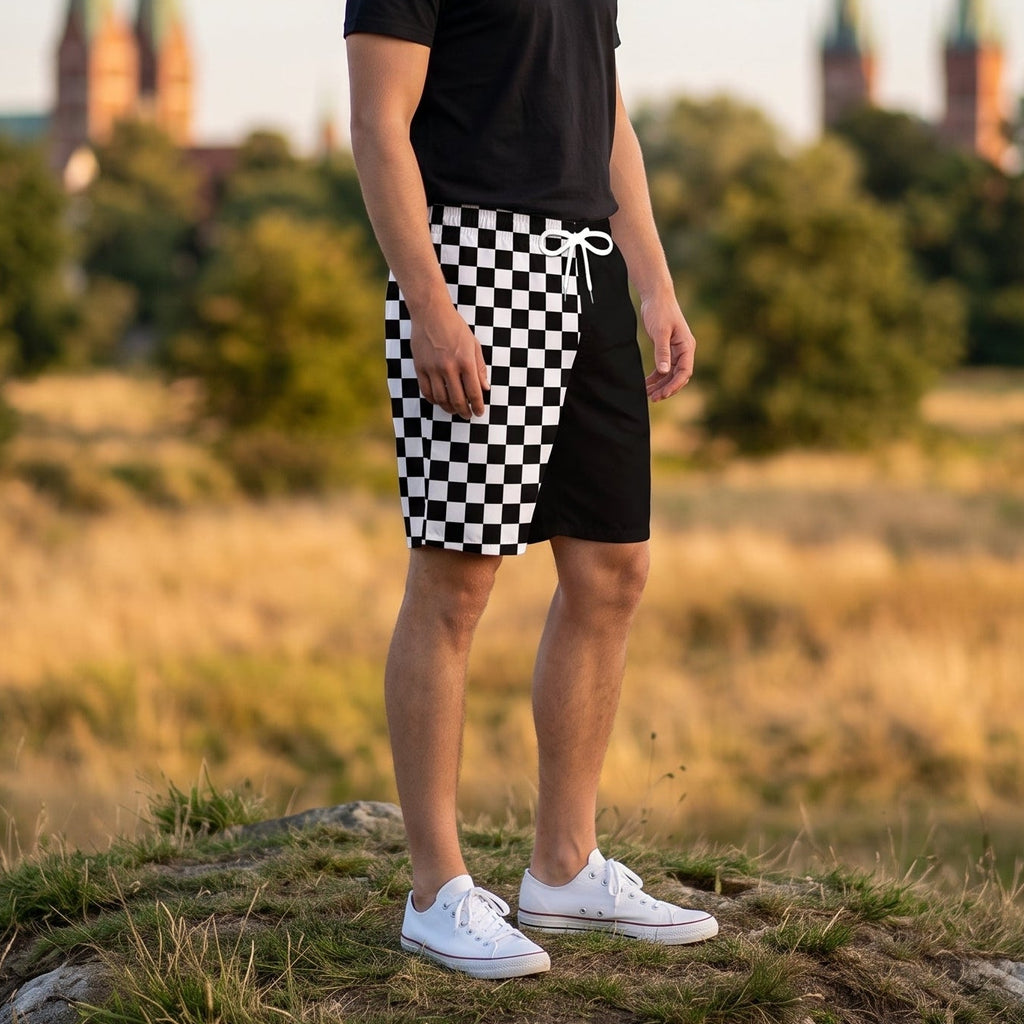 Split Checkerboard Casual Shorts