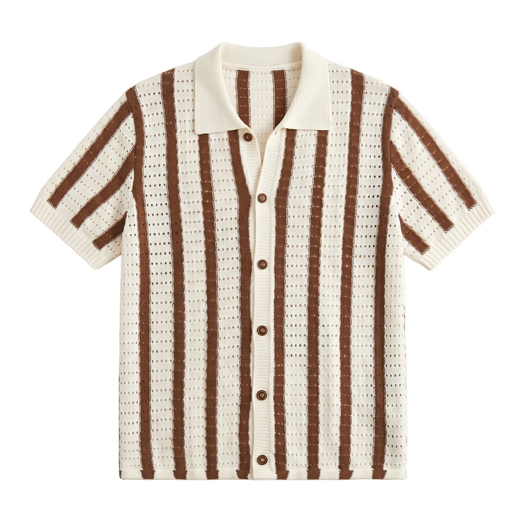 Resort Knit Striped Polo Shirt