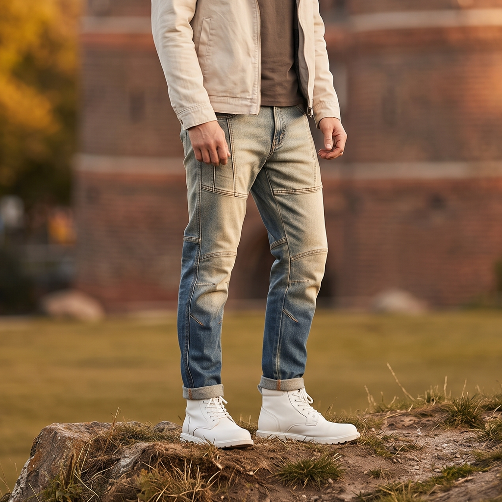 Gradient Wash Biker Denim Jeans