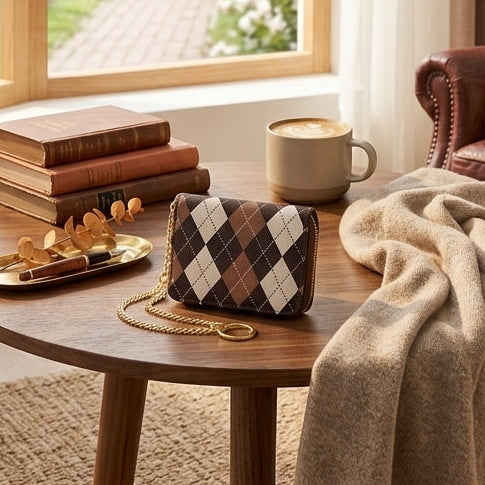 VINTAGE ARGYLE ZIP-WALLET