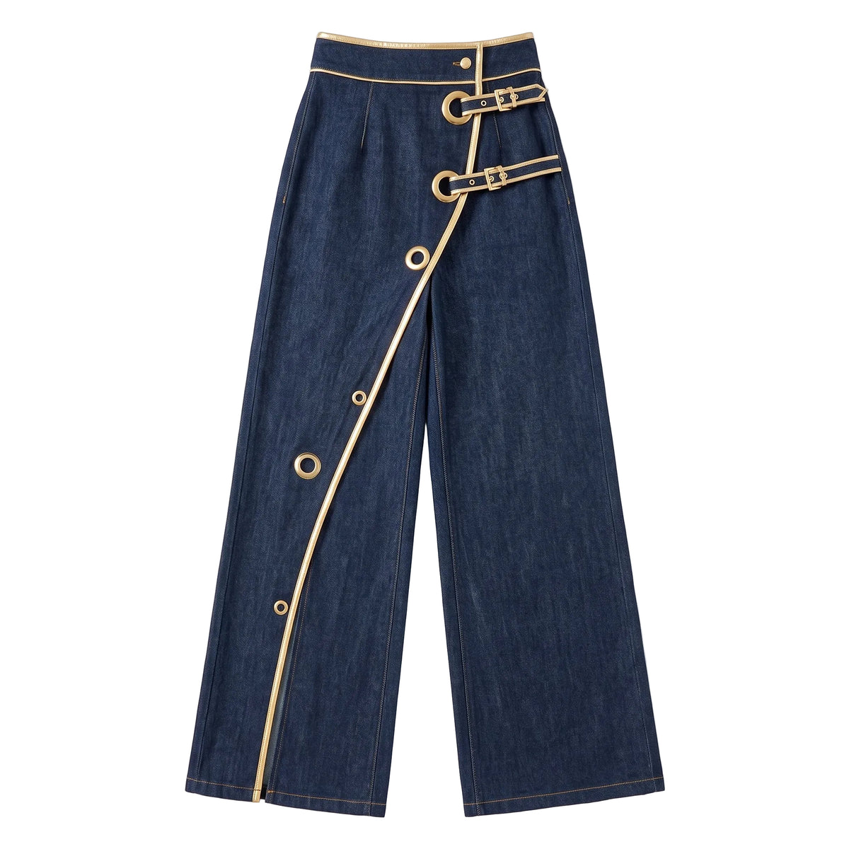 Aurelia Gold-Trimmed Statement Denim