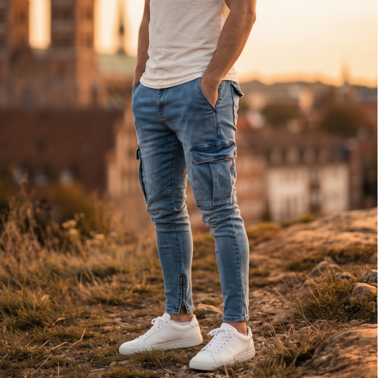 Light-Blue Cargo Jeans