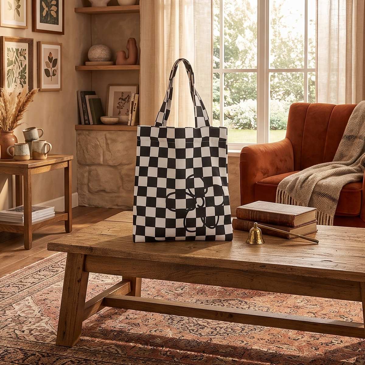 CHECKERED FLOWER BAG