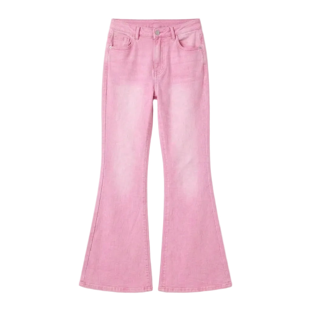 Rosalie Washed Pink Flared Denim Jeans