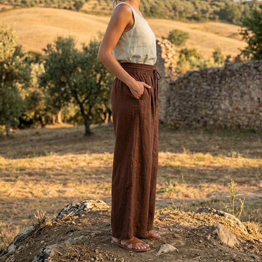 Lumi Wide-Leg Linen-Look Pants