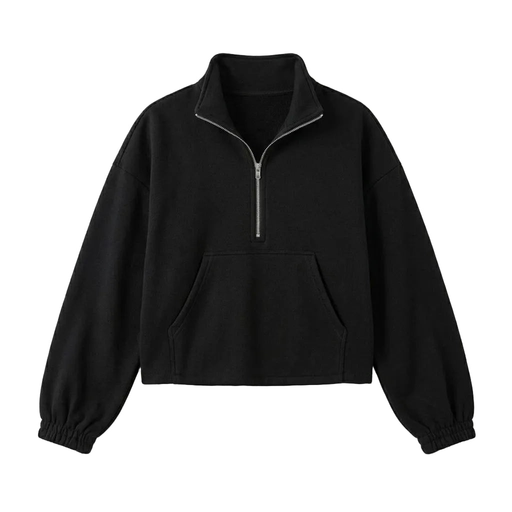 Half-Zip Cropped Sweatshirt