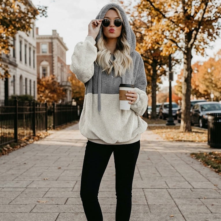 Cozy Teddy Plush Half-Zip Hoodie