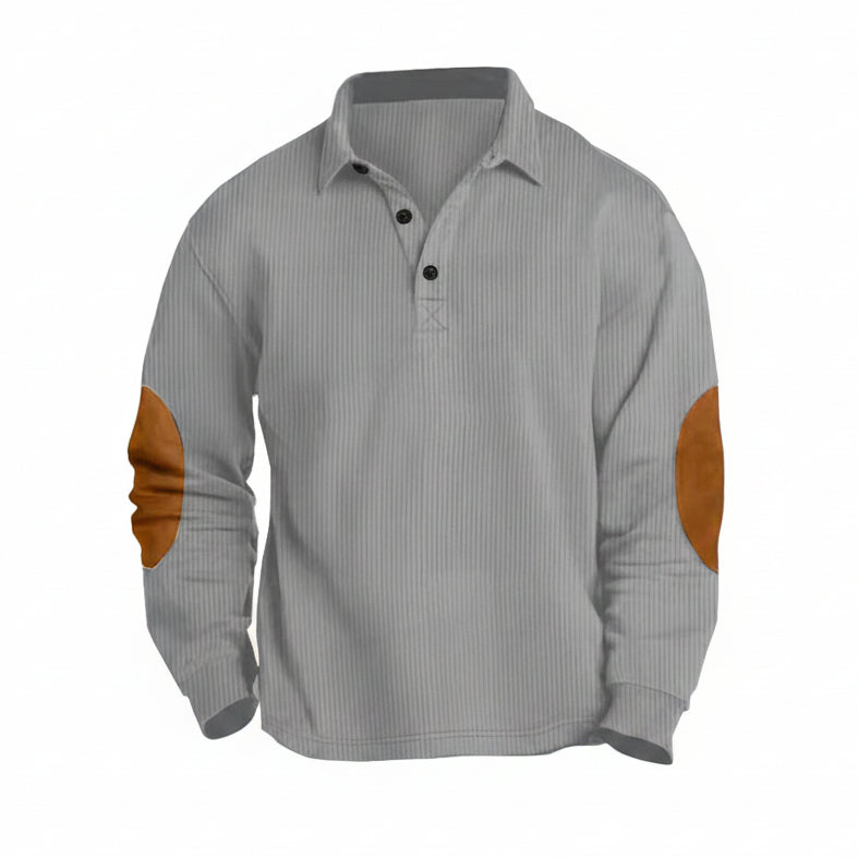 Classic Elbow Patch Ribbed Polo Shirt