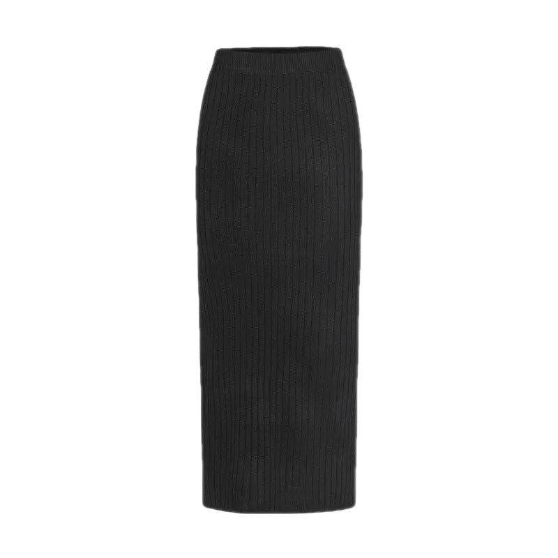 Elegant Knit Pencil Midi Skirt