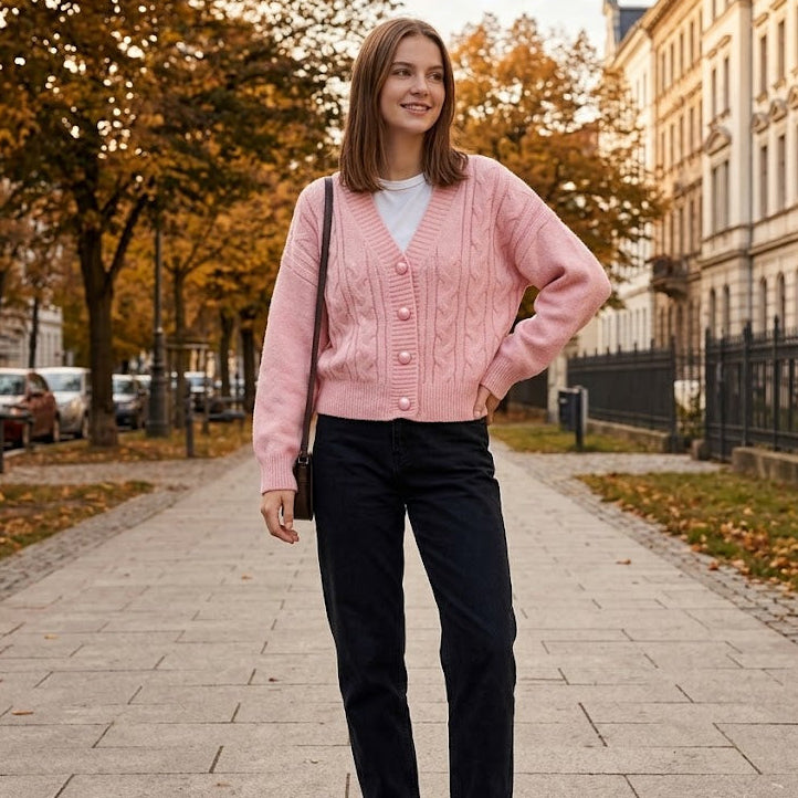 SWEET BLOSSOM CABLE KNIT Cardigan