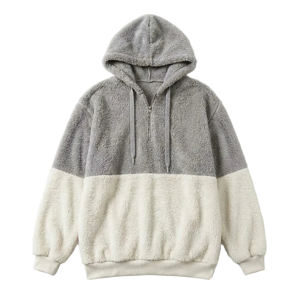 Cozy Teddy Plush Half-Zip Hoodie