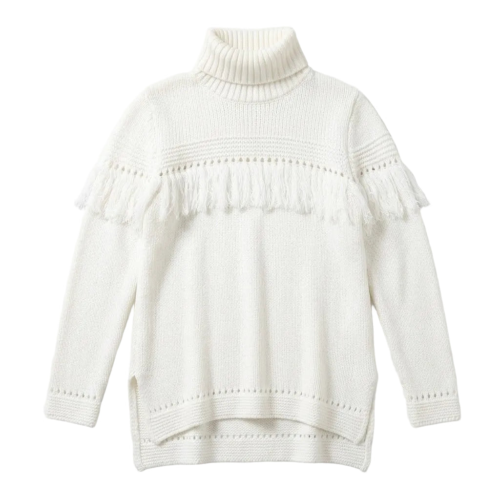 Boho Fringe Turtleneck Sweater