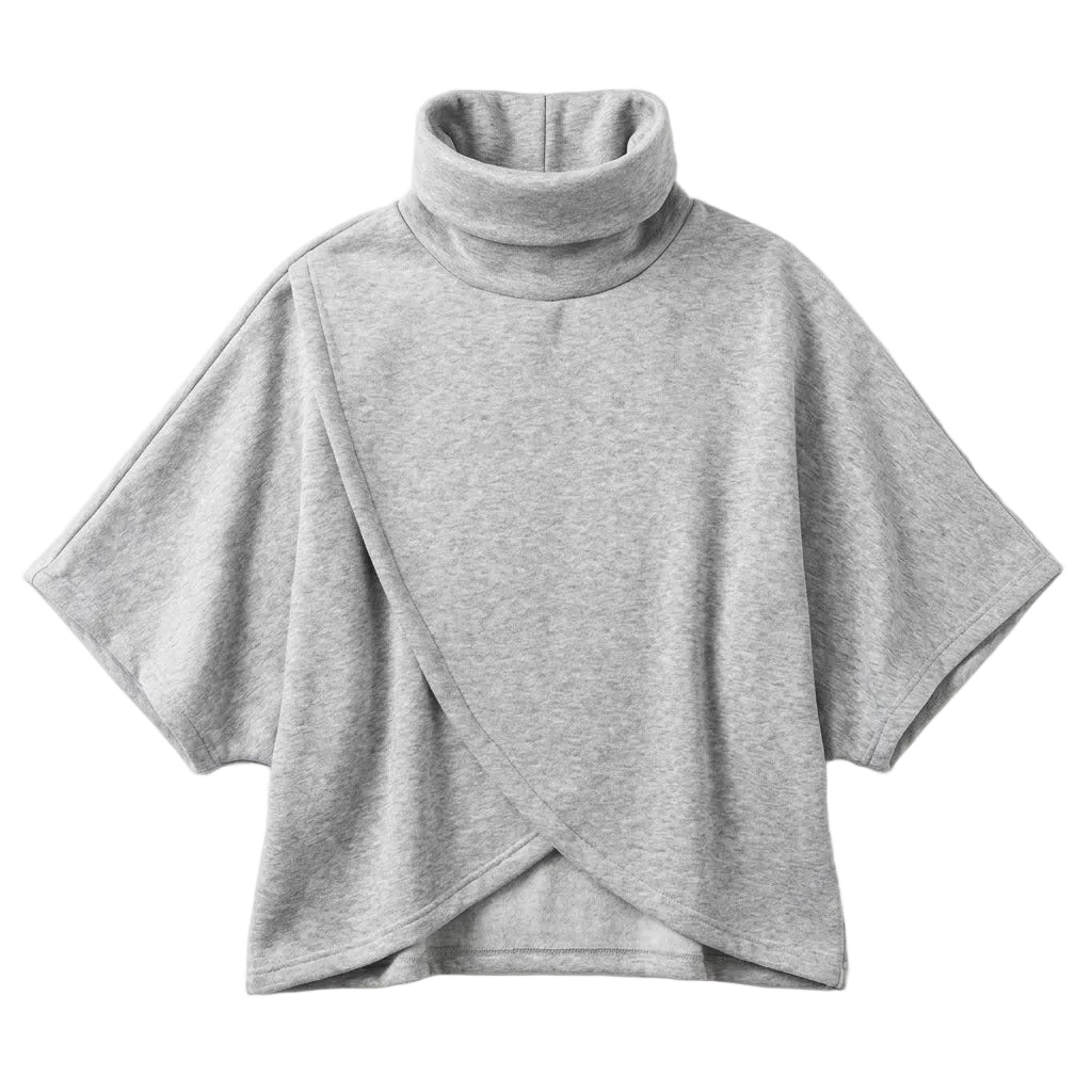 Cozy Wrap Poncho-Sweatshirt mit Rollkragen