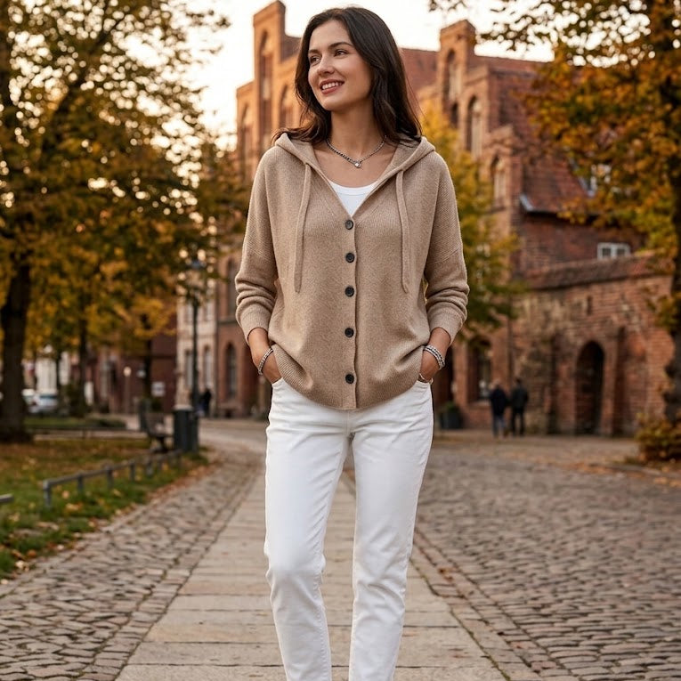 Knit Hooded Cardigan