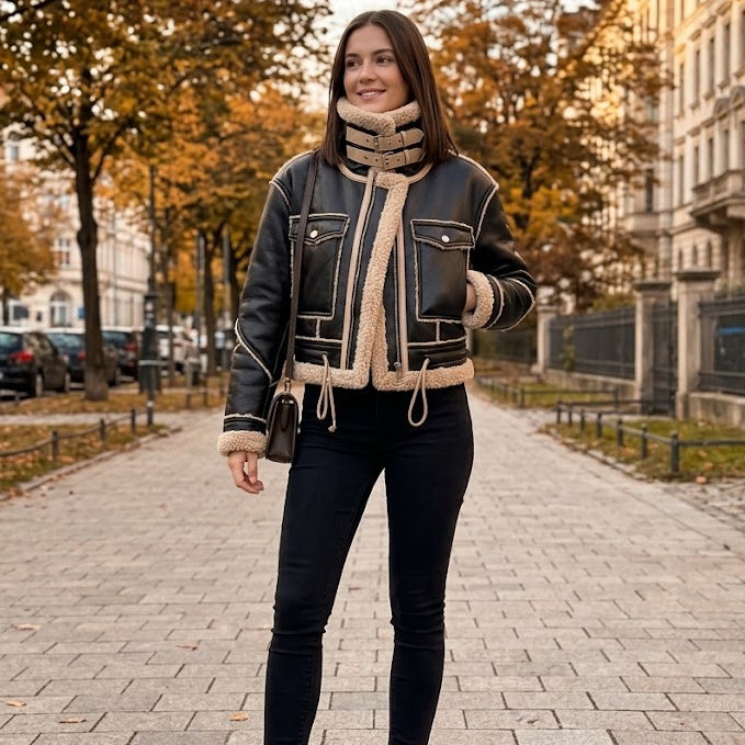 REBEL SHEARLING CROPPED Jacke